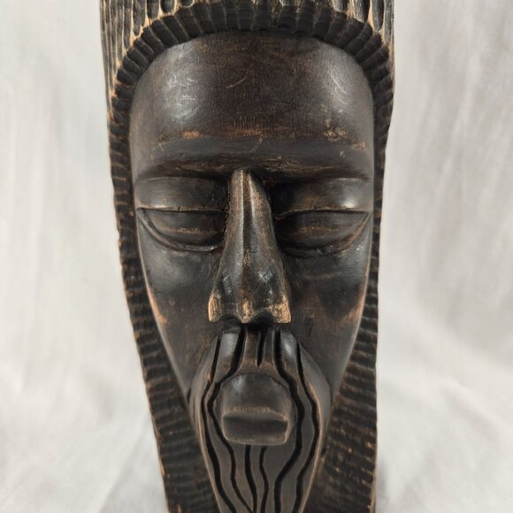 Vintage 12" Hand Carved African Tribal‎ Bust Sculpture Wooden Ebony? Duel Sided - Picture 4 of 10